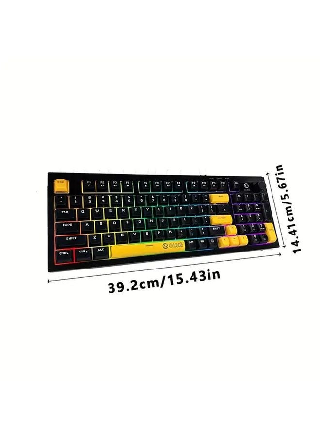 لوحة مفاتيح ميكانيكية للألعاب 98 مفتاح RGB أسود، USB-C سلكية، مقبض وسائط، مفاتيح هادئة - Image 2